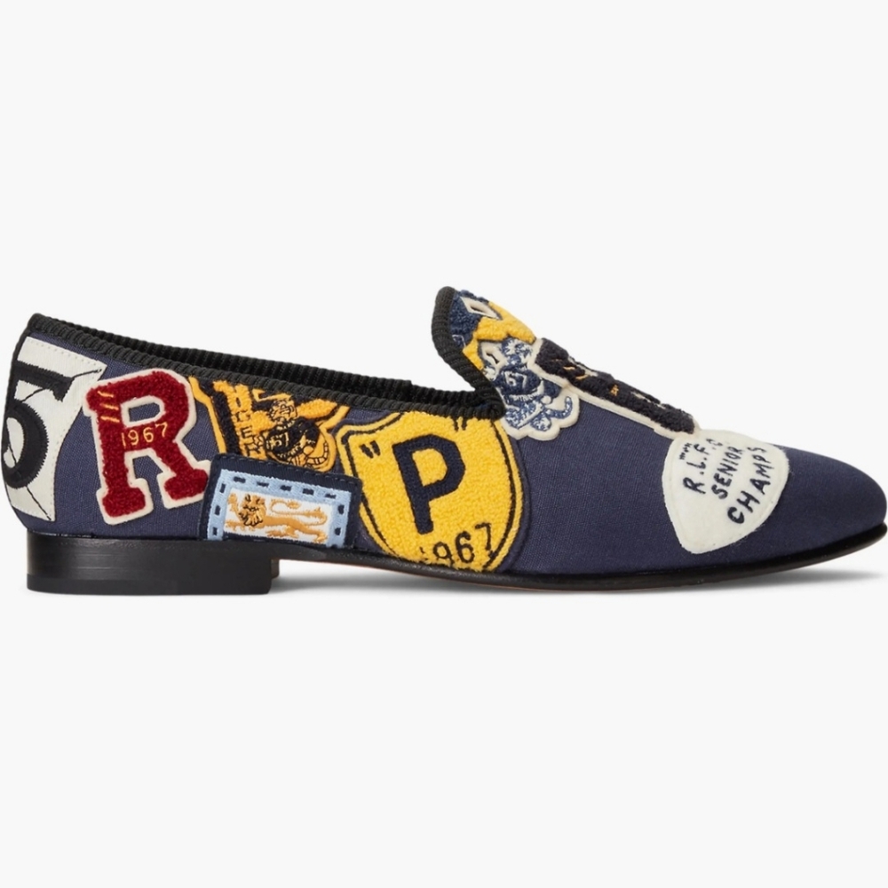 Polo by Ralph Lauren Navy Canvas Paxton Slip-Ons with Patch Accents - Picture 7 of 11